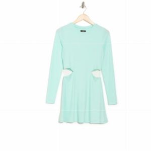 AFRM Varenne Mini dress aqua long sleeve side cut out waist nwt size medium